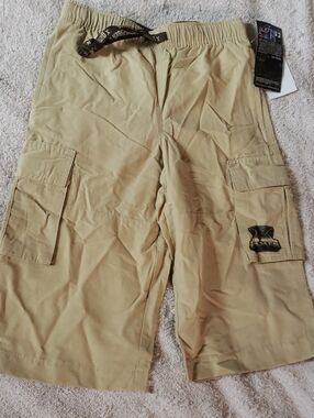 Kids Tan Cargo Shorts with Elastic Waist